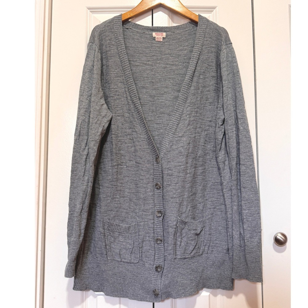 Mossimo Supply Co Womens XXL Gray Cotton V-Neck Button Down Cardigan Sweater